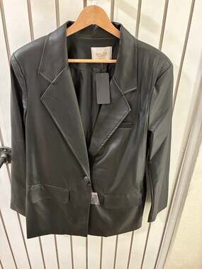 Galita Black Faux Leather Coat Size S